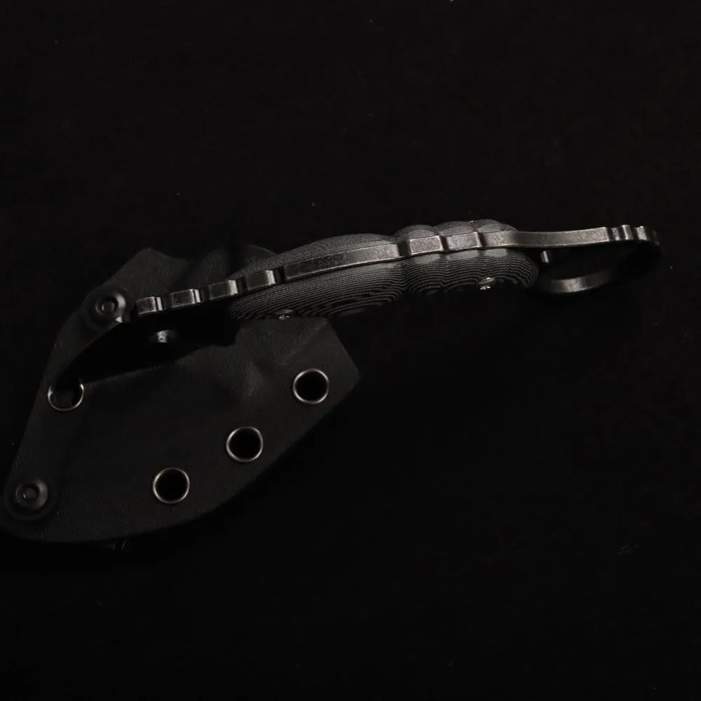 MASALONG Giant bee DC53 Steel Fixed Blade Small Claw Comping EDC Mini Knife kni164 (Black blade black/white handle)