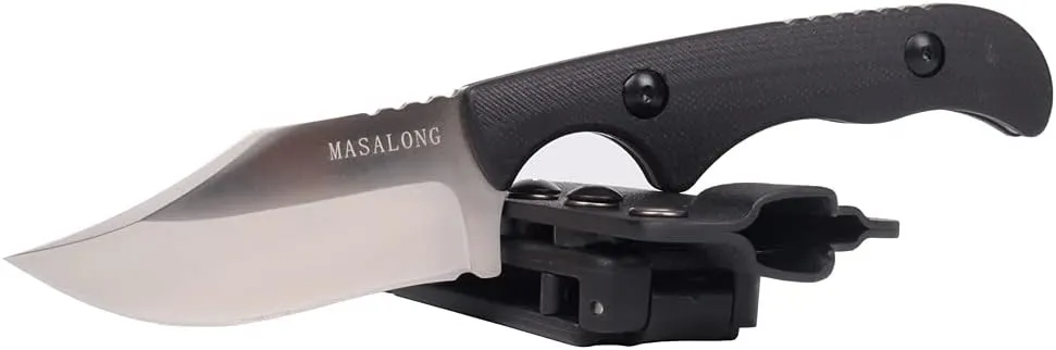 MASALONG kni232 EDC 9Cr14MOV Hard Stainless Steel knife Camping Fixed-Blade Knives (Butcher Knife B)