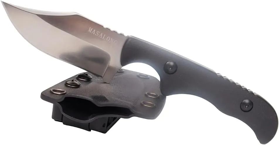 MASALONG kni232 EDC 9Cr14MOV Hard Stainless Steel knife Camping Fixed-Blade Knives (Butcher Knife B)