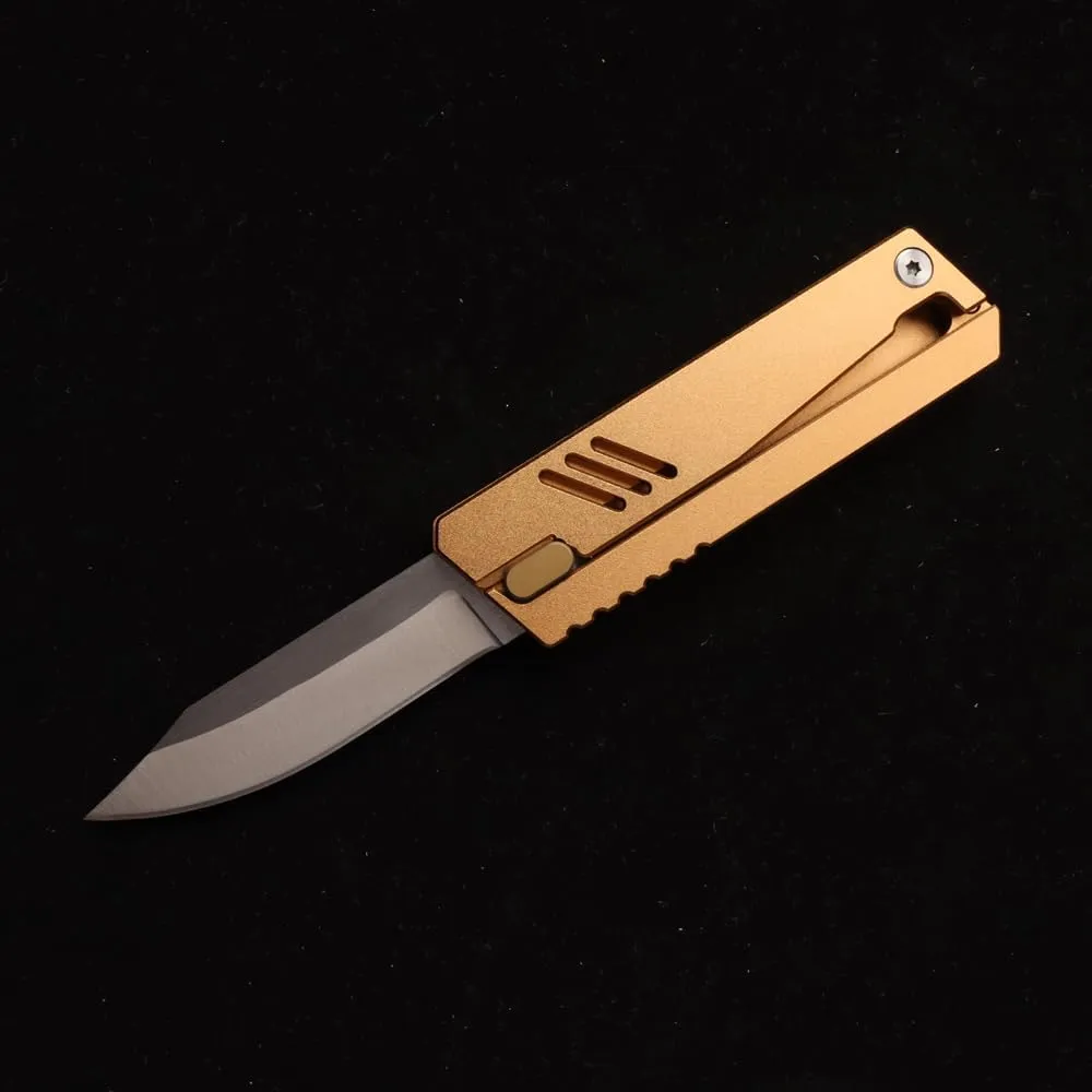 MASALONG Survival Camping D2 Folding Knife, Outdoor EDC Tactical Knife knife (golden)
