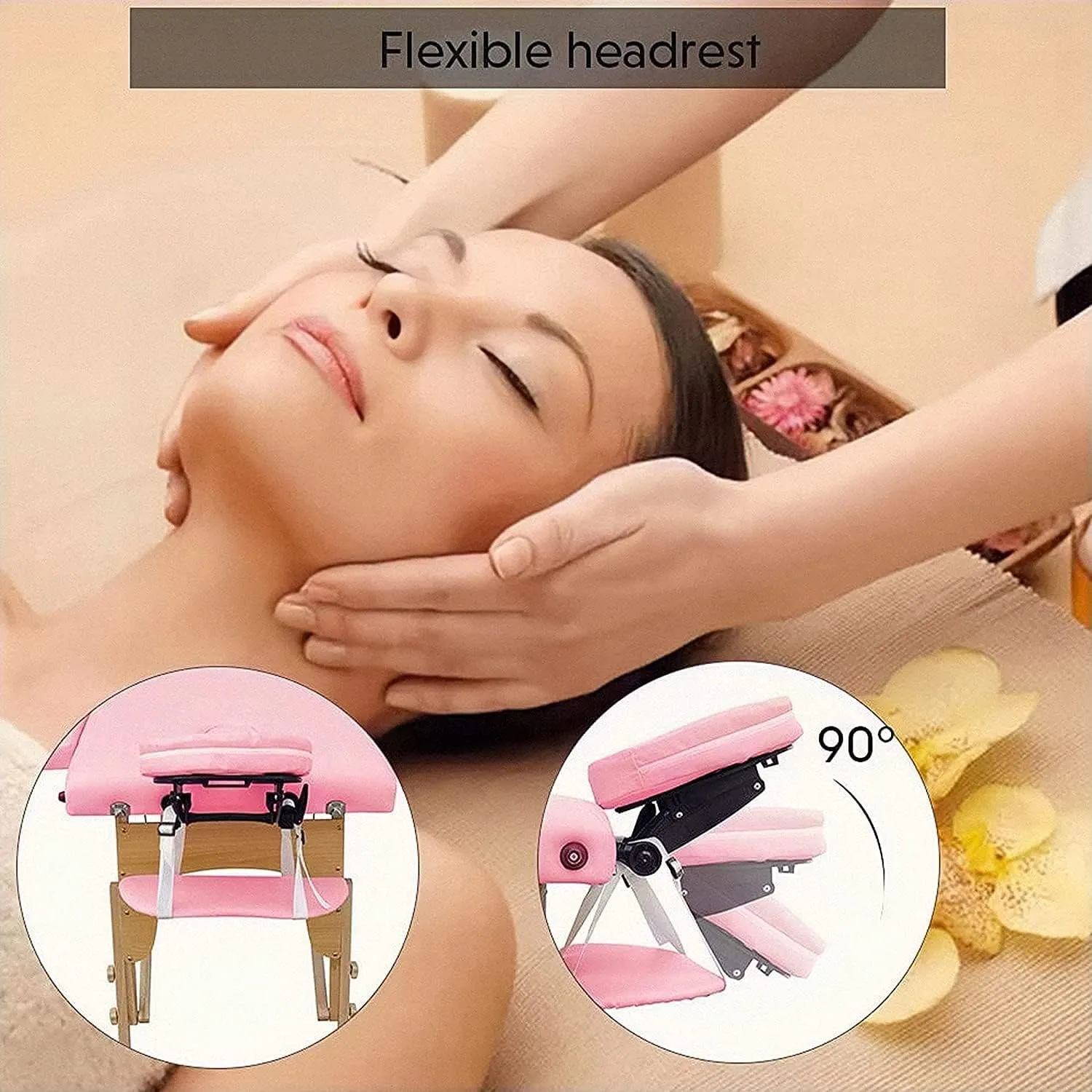 Massage Table Portable Massage Bed Spa Bed 84 Inch Height Adjustable Professional Portable Folding Massage Table, Spa Table Facial Cradle Salon Bed Tattoo Bed (2-Fold Pink)