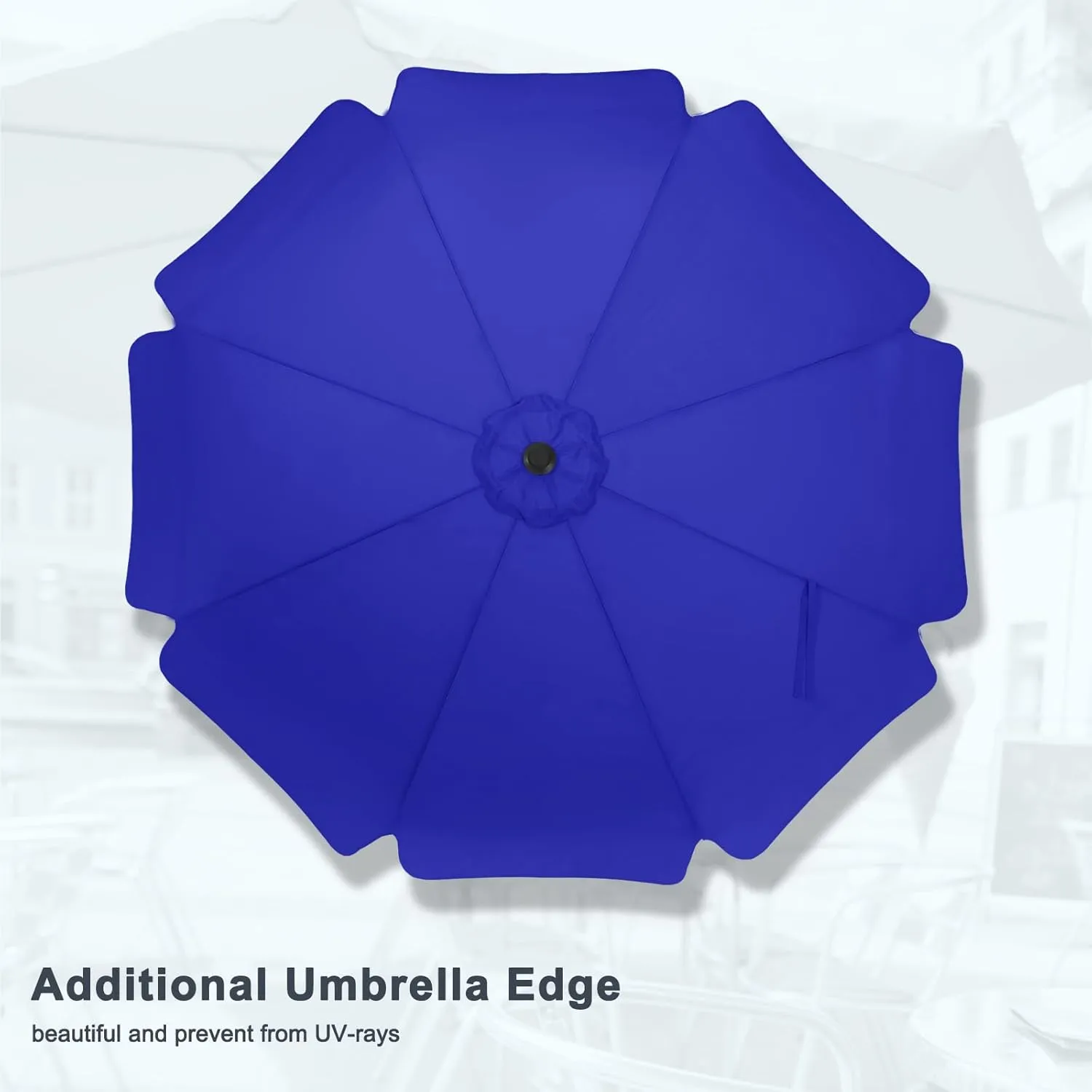 MASTERCANOPY Valance Patio Umbrella for Outdoor Table Market -8 Ribs (9ft, Blue)