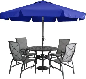 MASTERCANOPY Valance Patio Umbrella for Outdoor Table Market -8 Ribs (9ft, Blue)