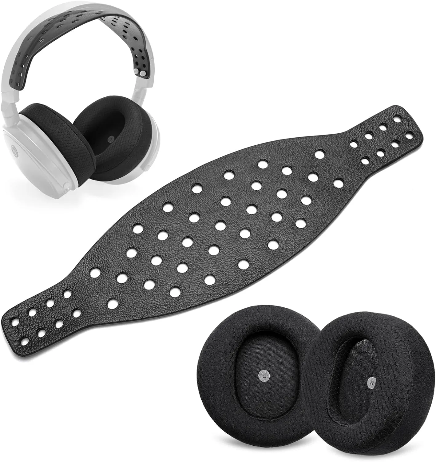 Maxwell Ear Pads   Wide Lambskin Headband Strap Compatible with Audeze Maxwell Wireless Gaming Headset, Premium Double-Sided Leather Handcrafted, Durable, Comfortable & Cooler