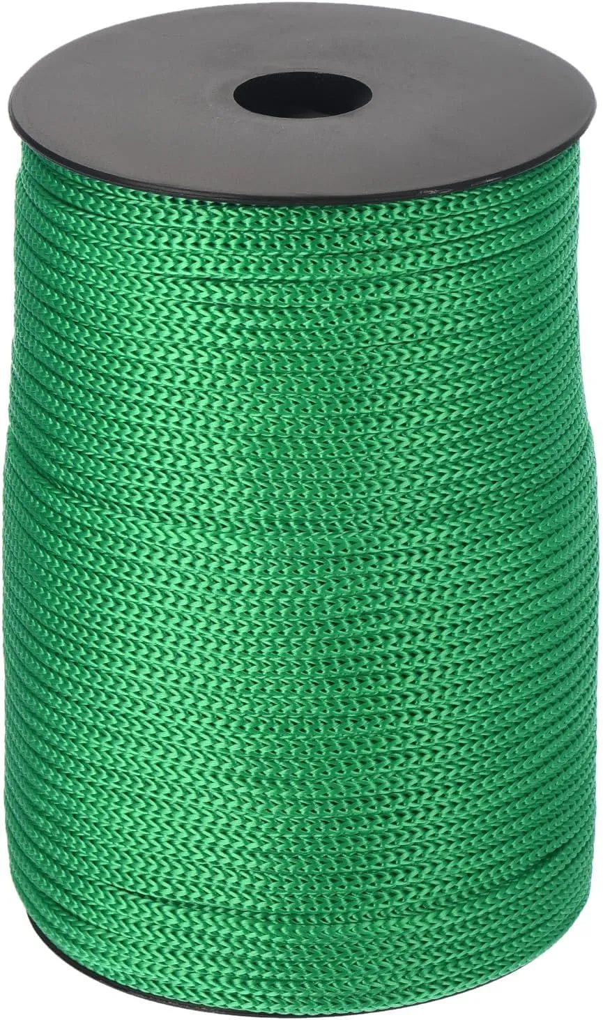 MECCANIXITY 3/16 Inch Polypropylene Rope Braided Ropes, 328ft Camping Rope Hollow Utility Cord for Clothesline, Hiking, Outdoor, Dark Green