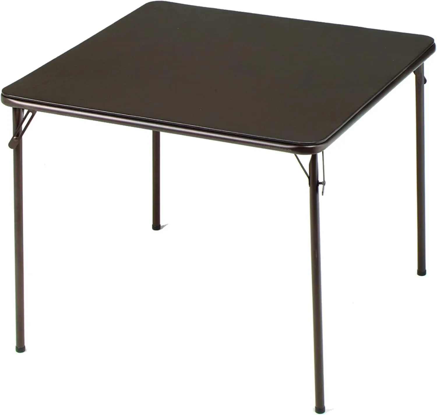 MECO Sudden Comfort Vinyl Upholstered Metal Square Folding Table with Non-Marring Leg Caps, EZ Slide Leg Locks and Cinnabar Powder Paint Finish, Black