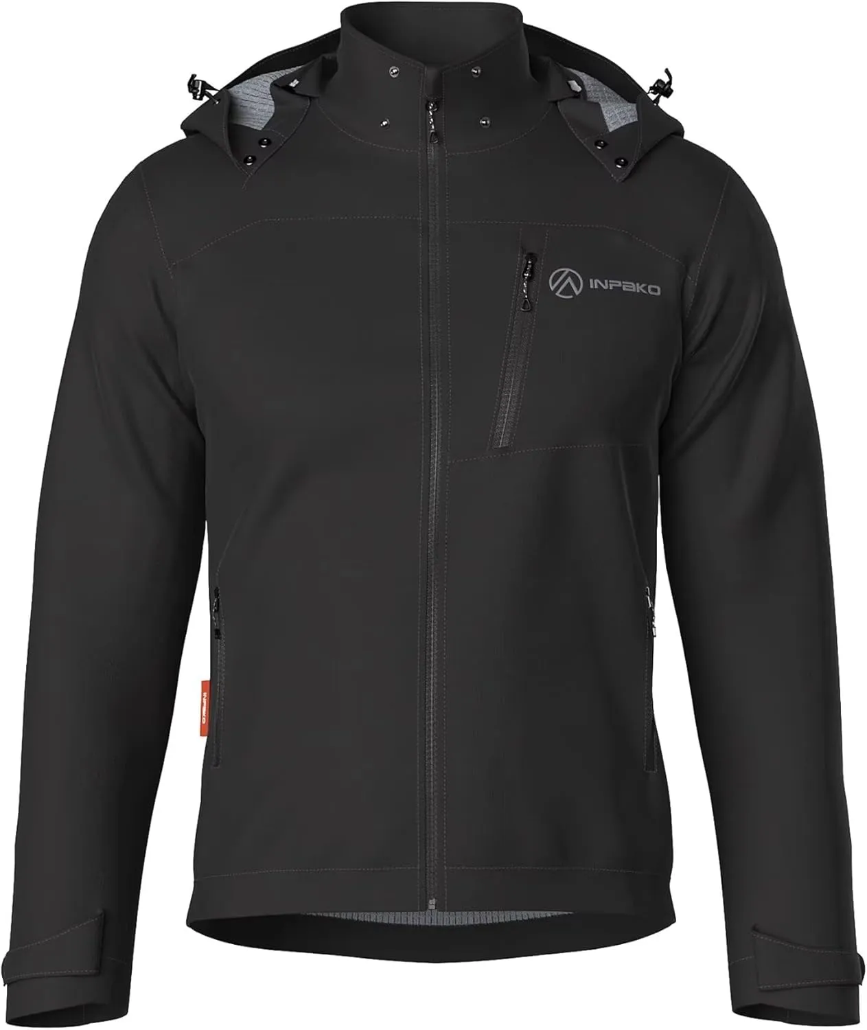 Men's Lightweight Softshell Jacket with Removable Hood, Breathable Water Resistant 5000 Fleece Lined Hiking Jackets