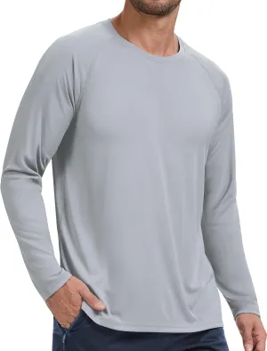 Men's UPF 50  Rash Guard Long Sleeve Shirts Sun Protection SPF UV Lightweight Swim T-Shirts