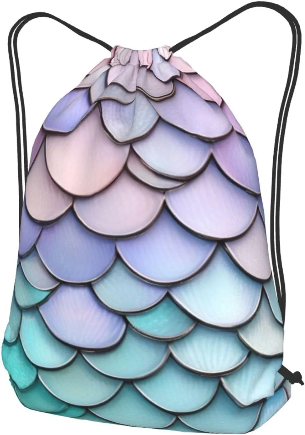 Mermaid Red Purple Aqua Drawstring Cinch Backpack Polyester Sack Pack String Bag For Hiking Camping Adventure