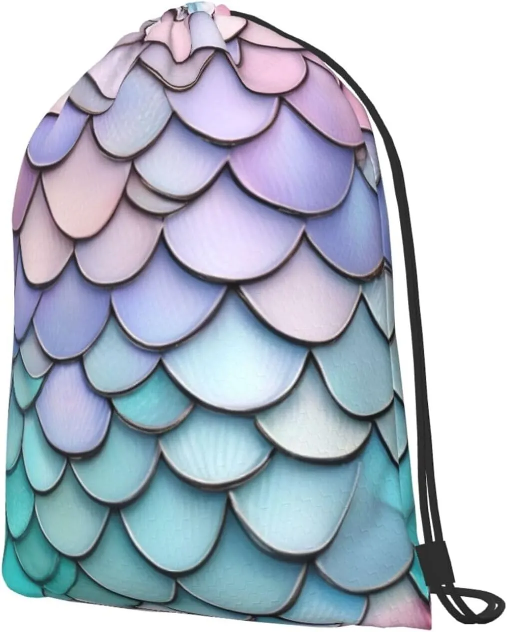 Mermaid Red Purple Aqua Drawstring Cinch Backpack Polyester Sack Pack String Bag For Hiking Camping Adventure