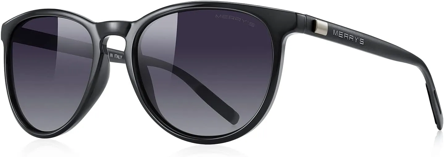 MERRY'S Polarized Sunglasses for Women Men Vintage Retro Classic Round Frame Aluminum Legs S8288