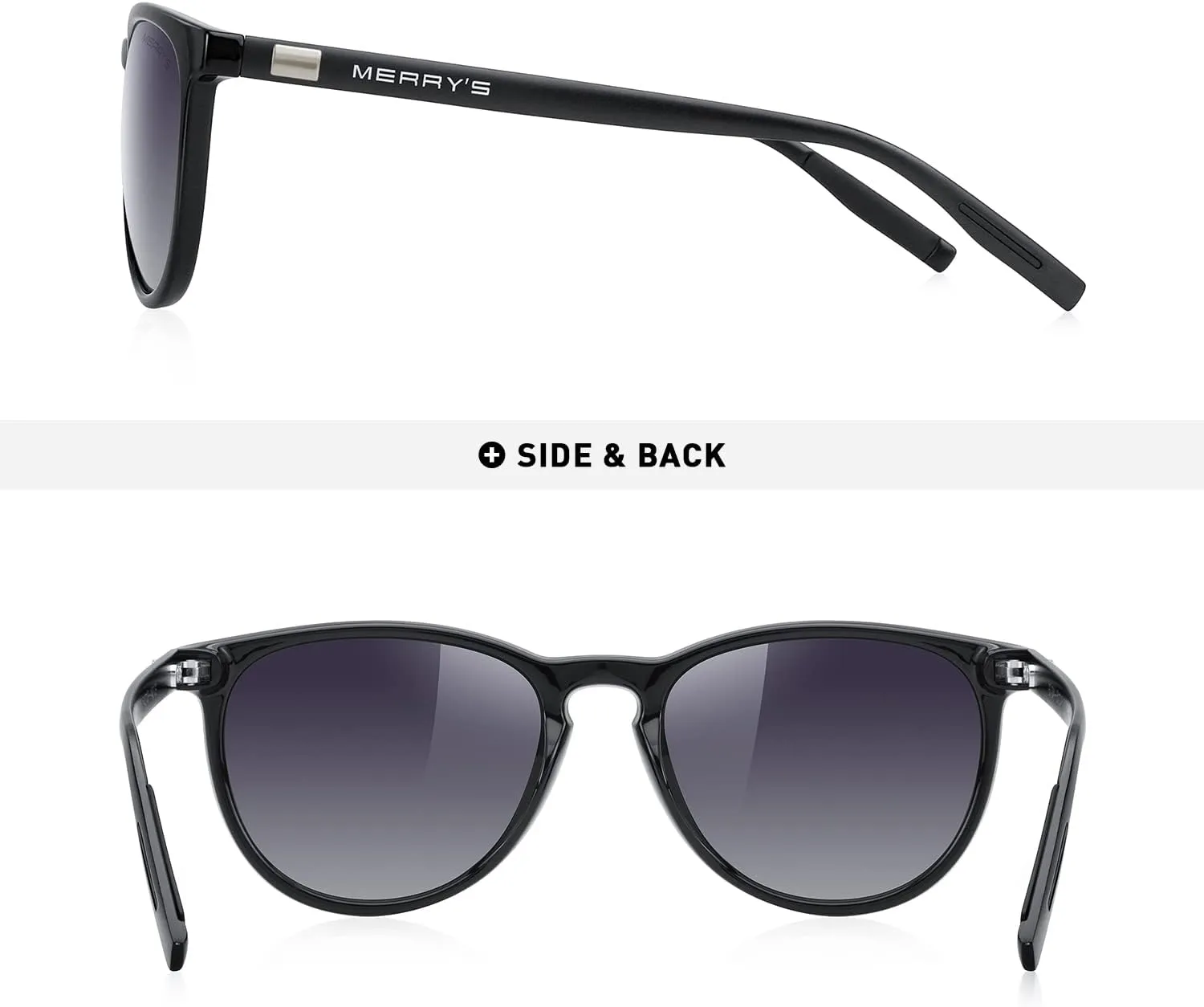 MERRY'S Polarized Sunglasses for Women Men Vintage Retro Classic Round Frame Aluminum Legs S8288
