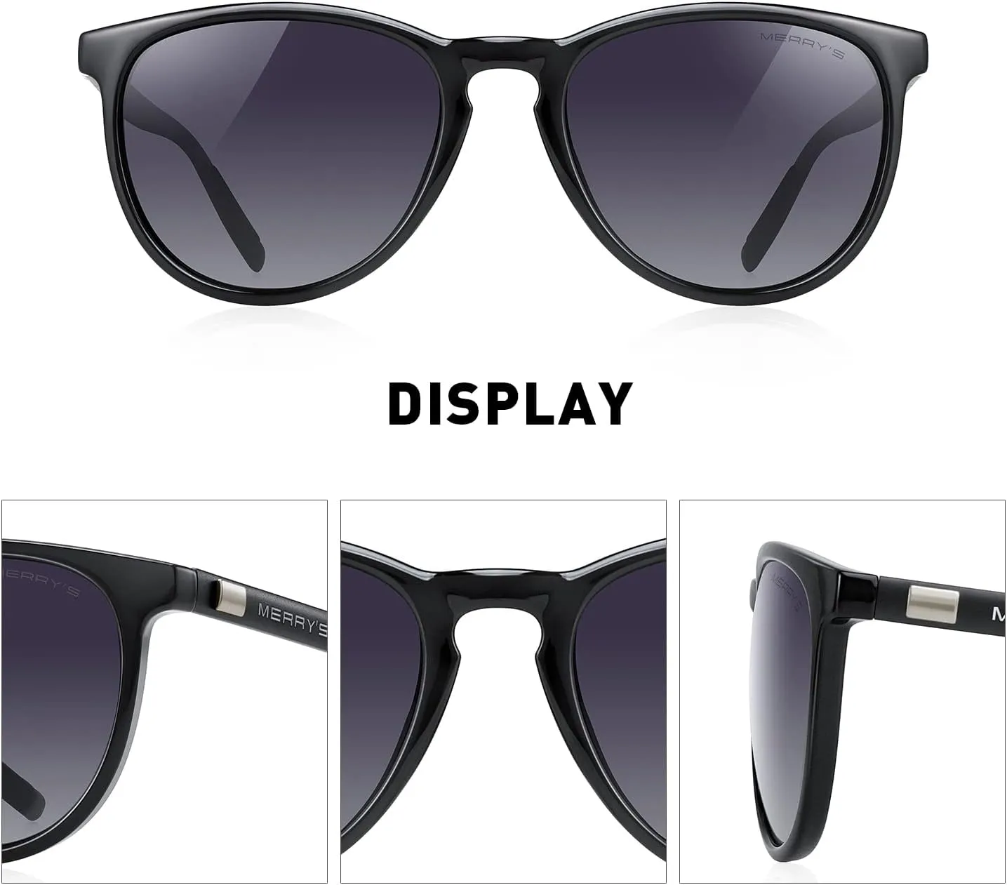 MERRY'S Polarized Sunglasses for Women Men Vintage Retro Classic Round Frame Aluminum Legs S8288