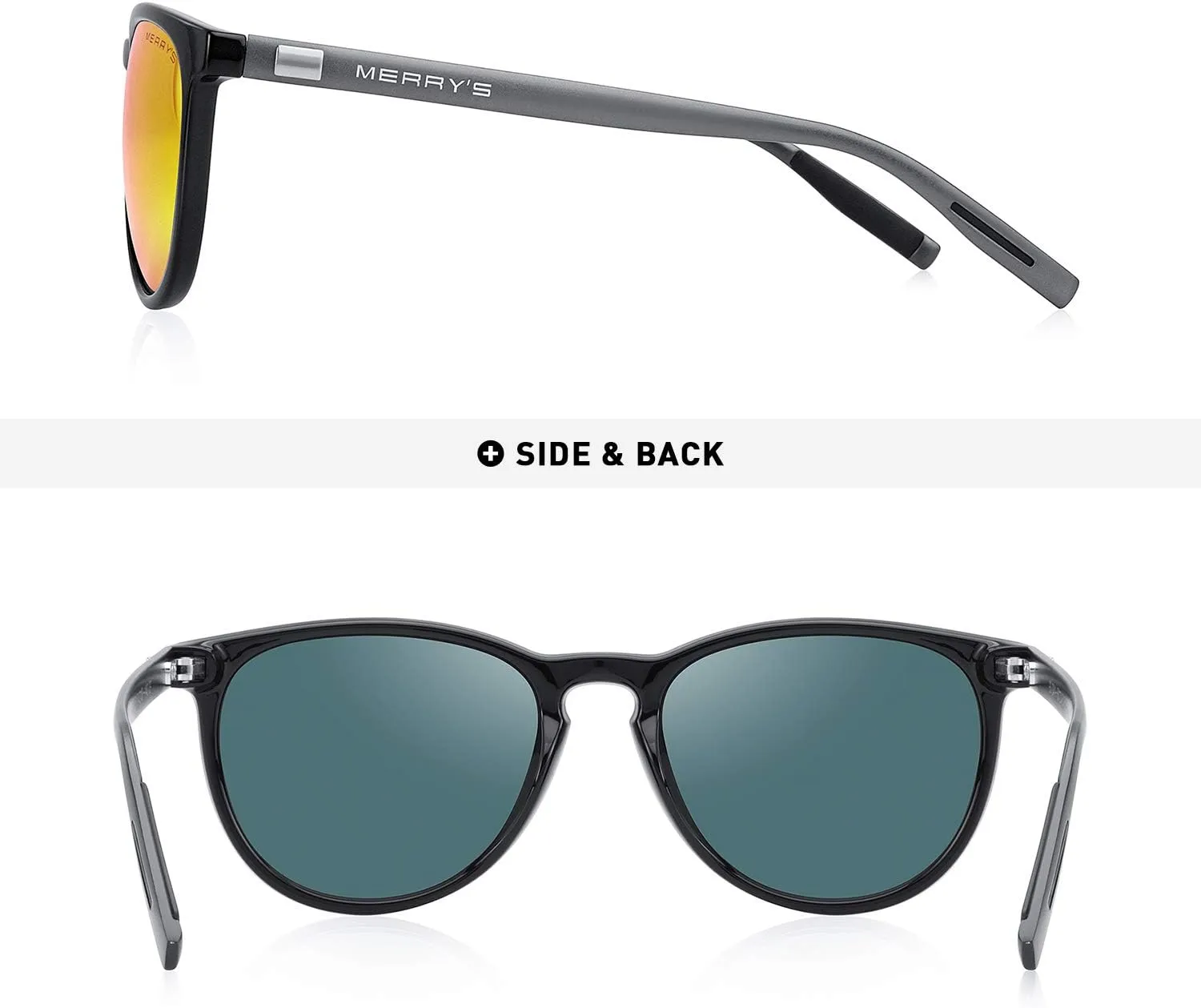 MERRY'S Polarized Sunglasses for Women Men Vintage Retro Classic Round Frame Aluminum Legs S8288