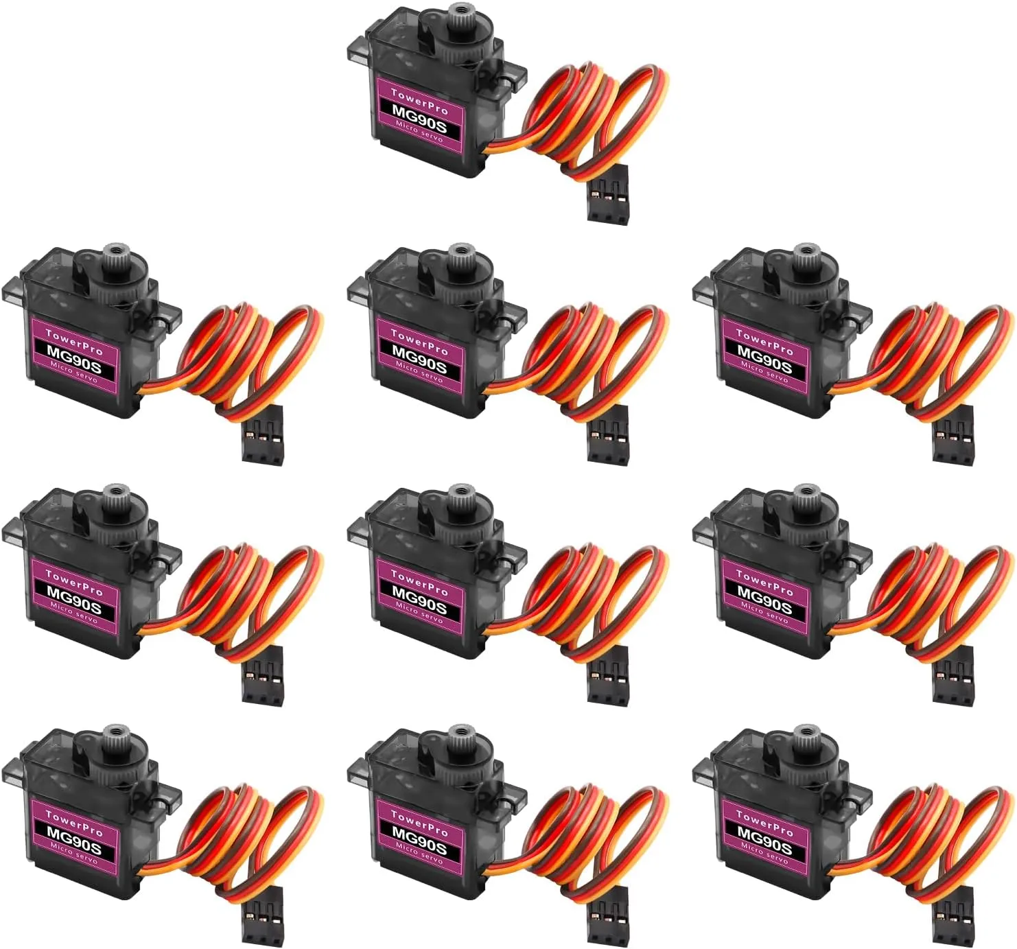 MG90S Micro Servo Motor Kit AYWHP 10 Pcs MG90S Servo Metal Gear Micro Servo for RC Helicopter/Car/Boat Micro Plane Mini Servos for Arduino Project(Servo Control Angle 0-180°)