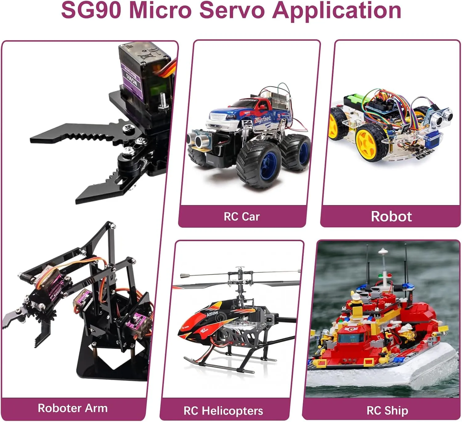 MG90S Micro Servo Motor Kit AYWHP 10 Pcs MG90S Servo Metal Gear Micro Servo for RC Helicopter/Car/Boat Micro Plane Mini Servos for Arduino Project(Servo Control Angle 0-180°)