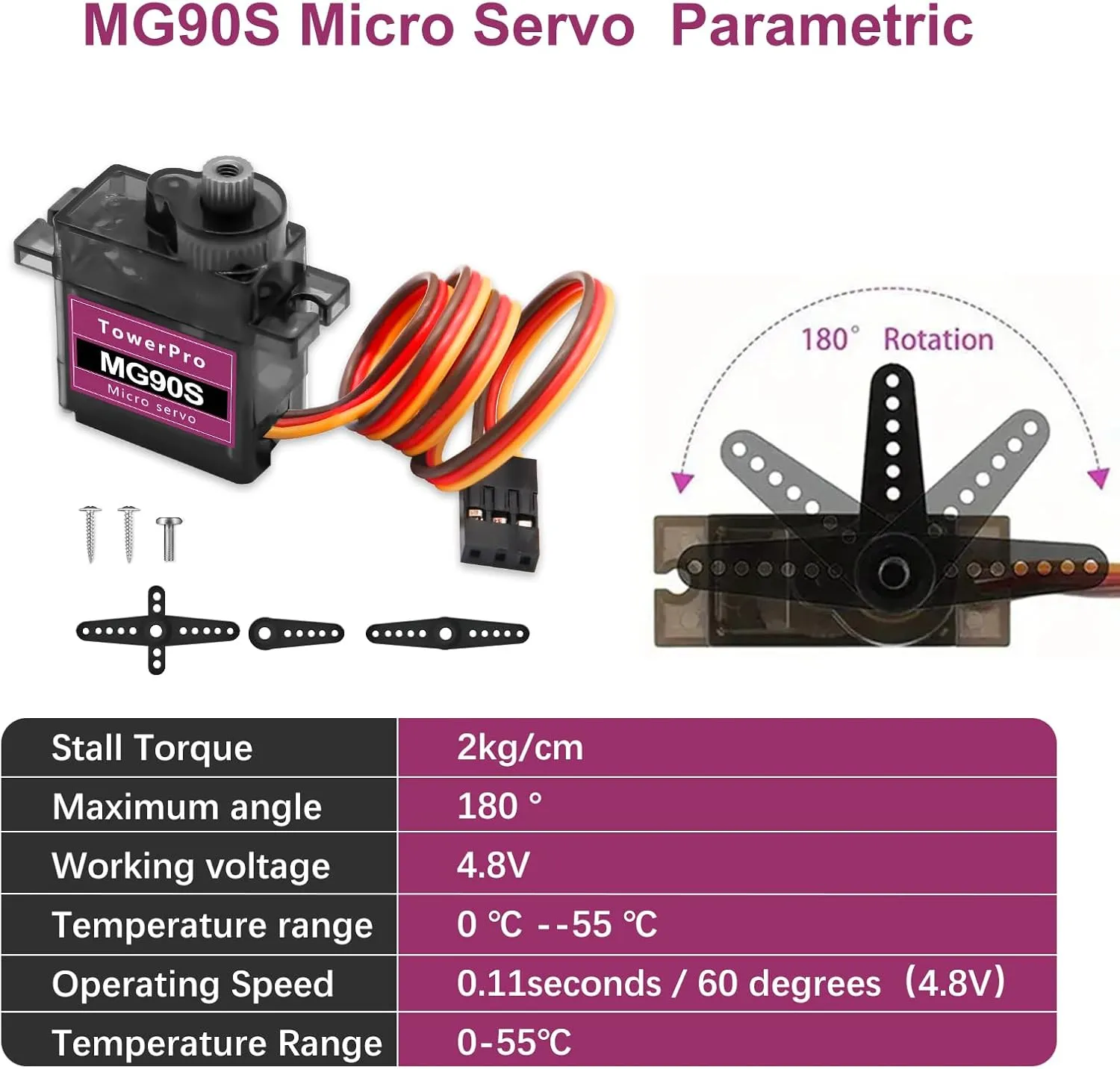 MG90S Micro Servo Motor Kit AYWHP 10 Pcs MG90S Servo Metal Gear Micro Servo for RC Helicopter/Car/Boat Micro Plane Mini Servos for Arduino Project(Servo Control Angle 0-180°)