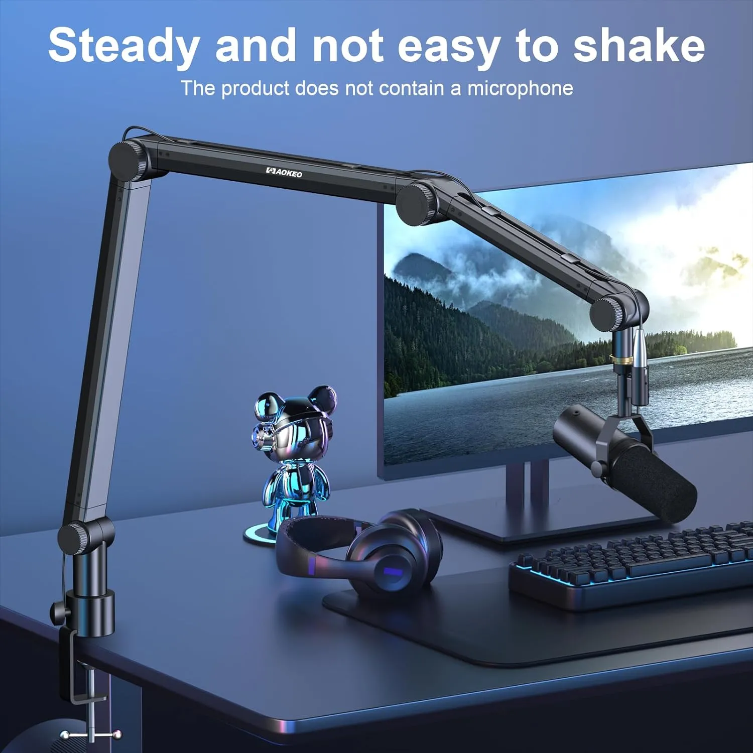 Microphone Arm,Aokeo AK-49 Adjustable Compact Mic Suspension Boom Scissor Arm Stand For Blue Yeti,Snowball iCE, HyperX QuadCast,SoloCast,Elgato Wave,Etc