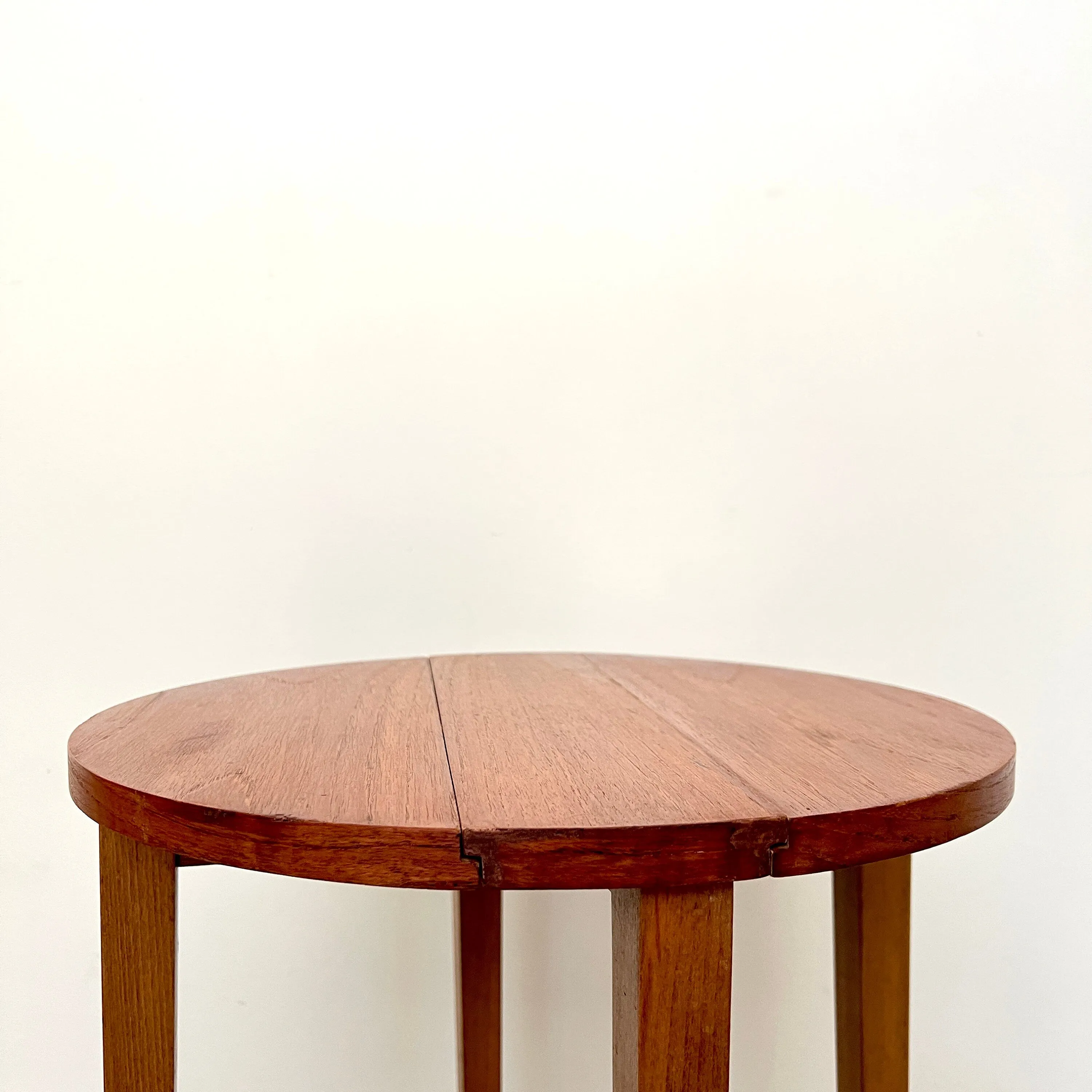 Midcentury Teak Folding Small Side Bedside Table, Vintage Retro End Table, Danish Style