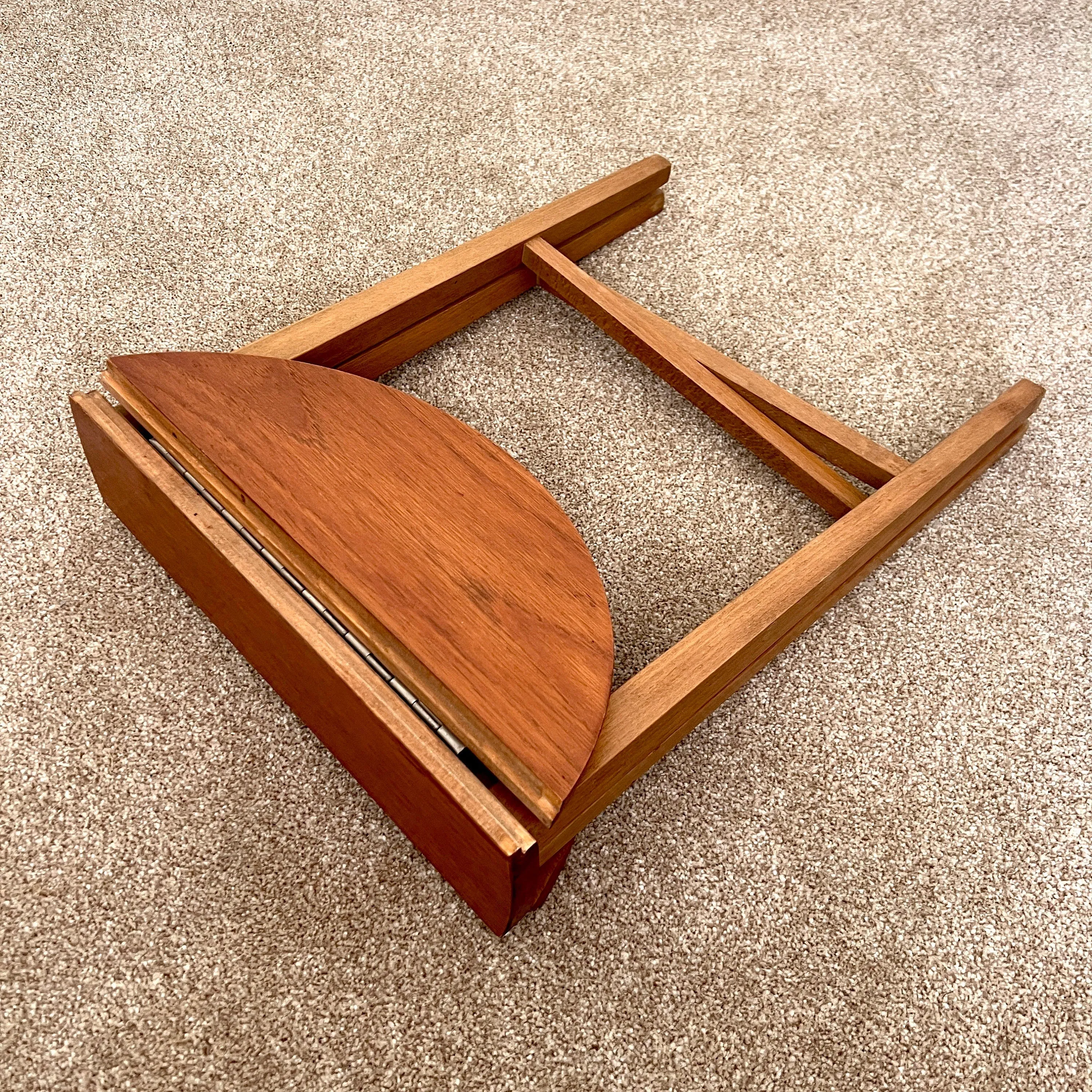 Midcentury Teak Folding Small Side Bedside Table