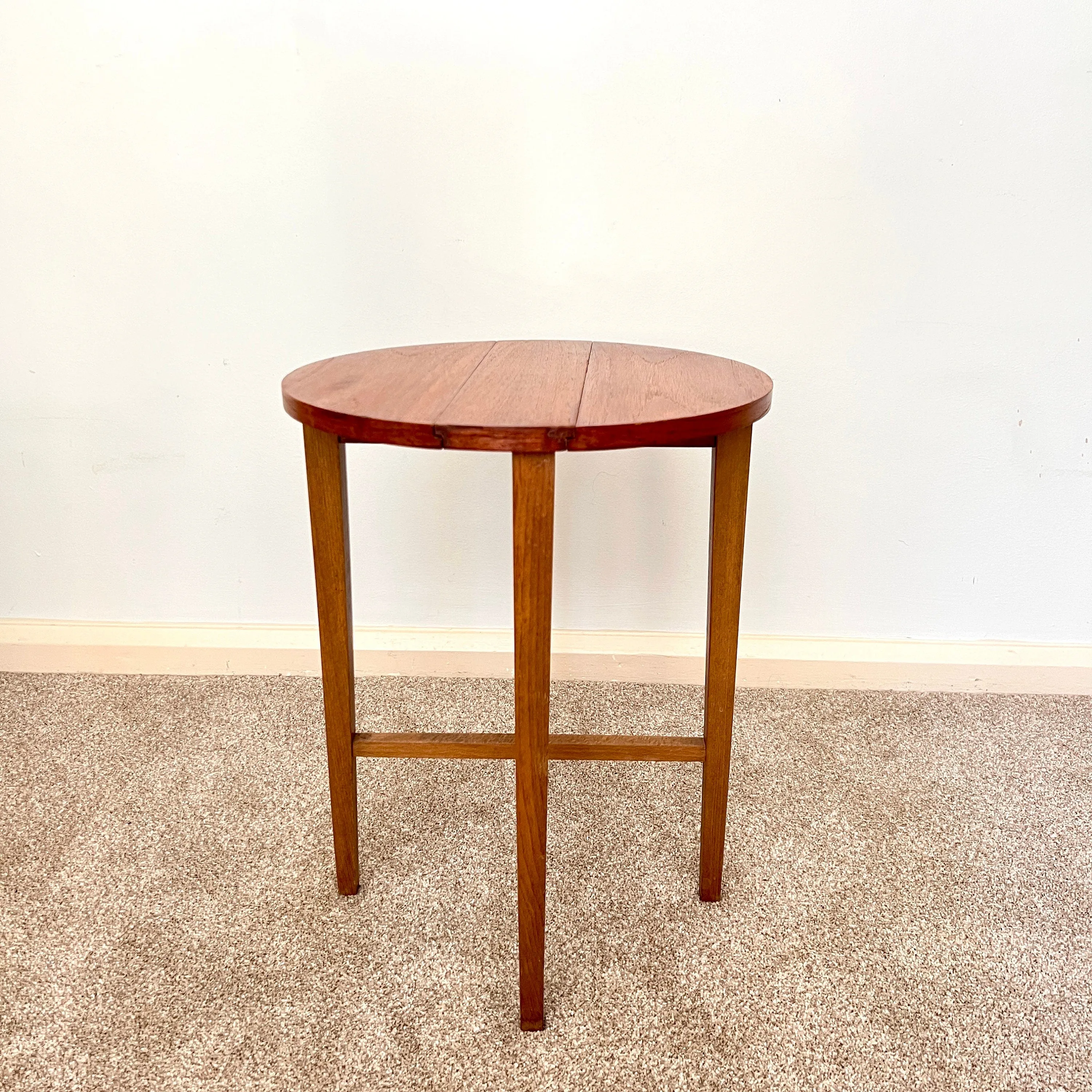 Midcentury Teak Folding Small Side Bedside Table