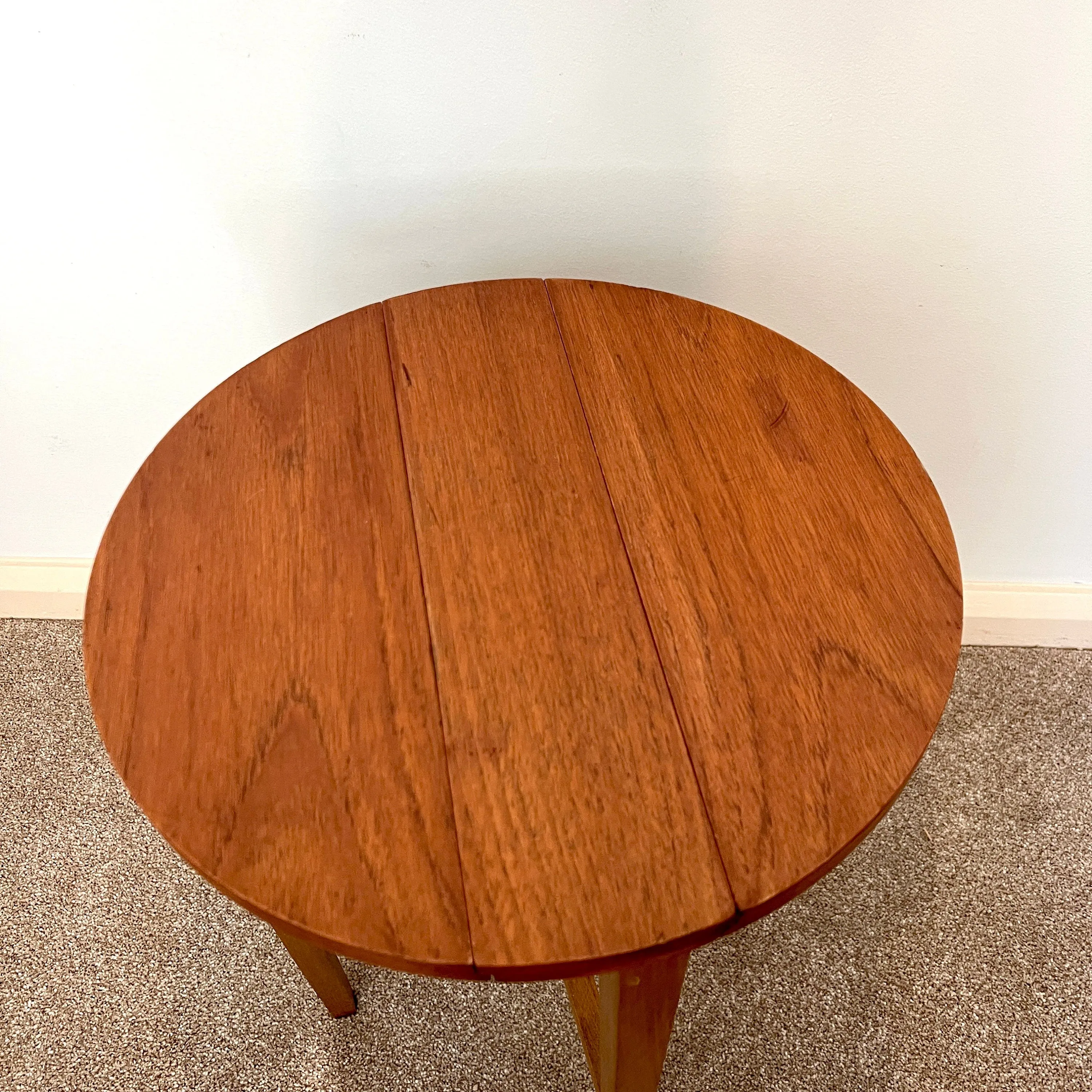 Midcentury Teak Folding Small Side Bedside Table