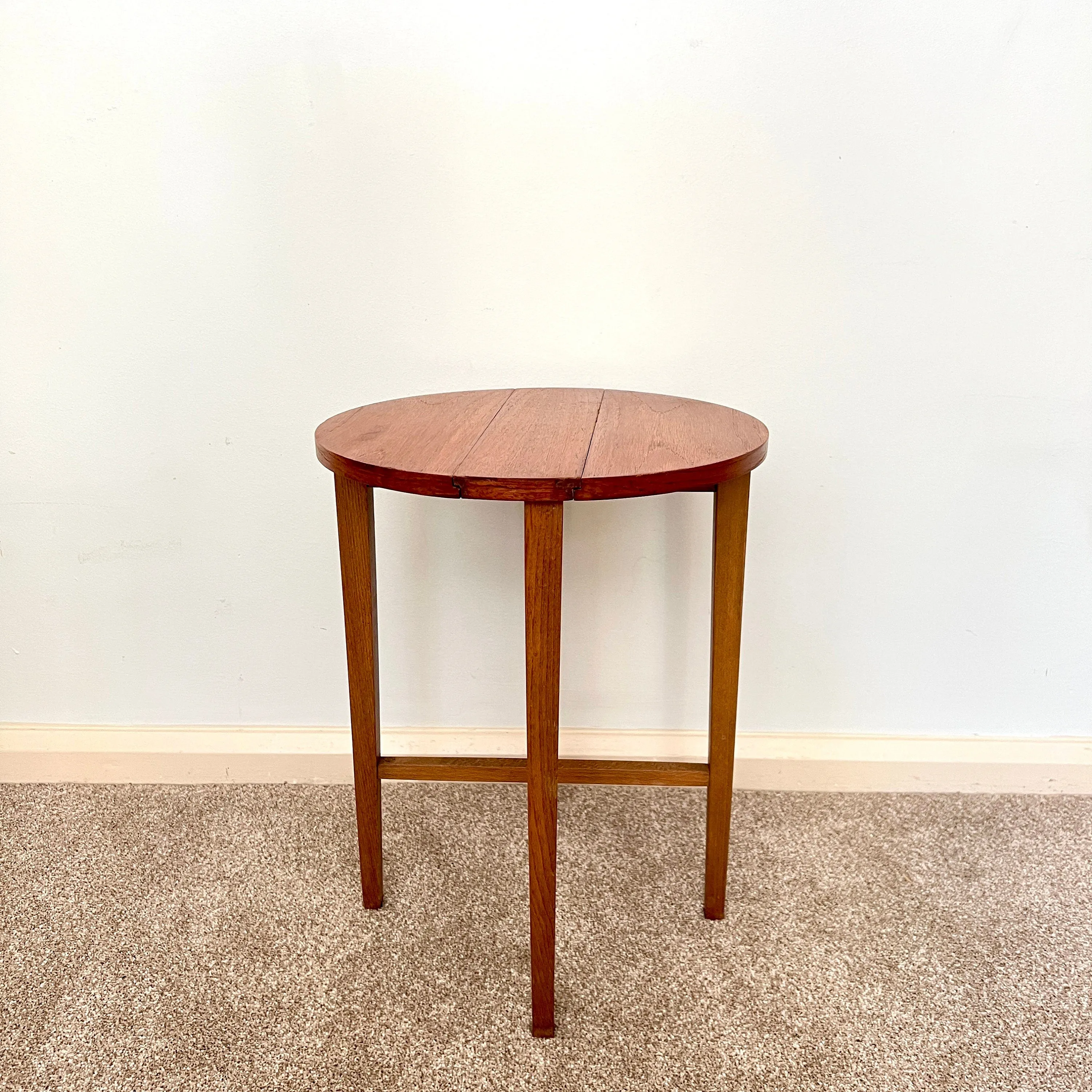 Midcentury Teak Folding Small Side Bedside Table
