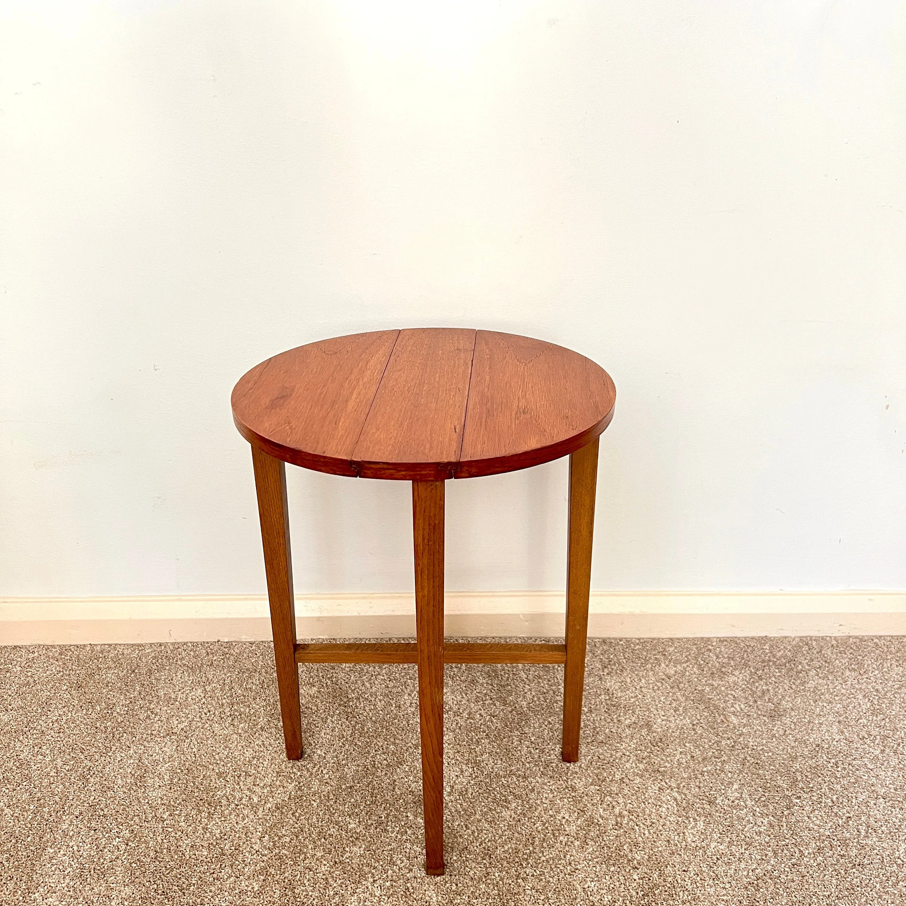 Midcentury Teak Folding Small Side Bedside Table