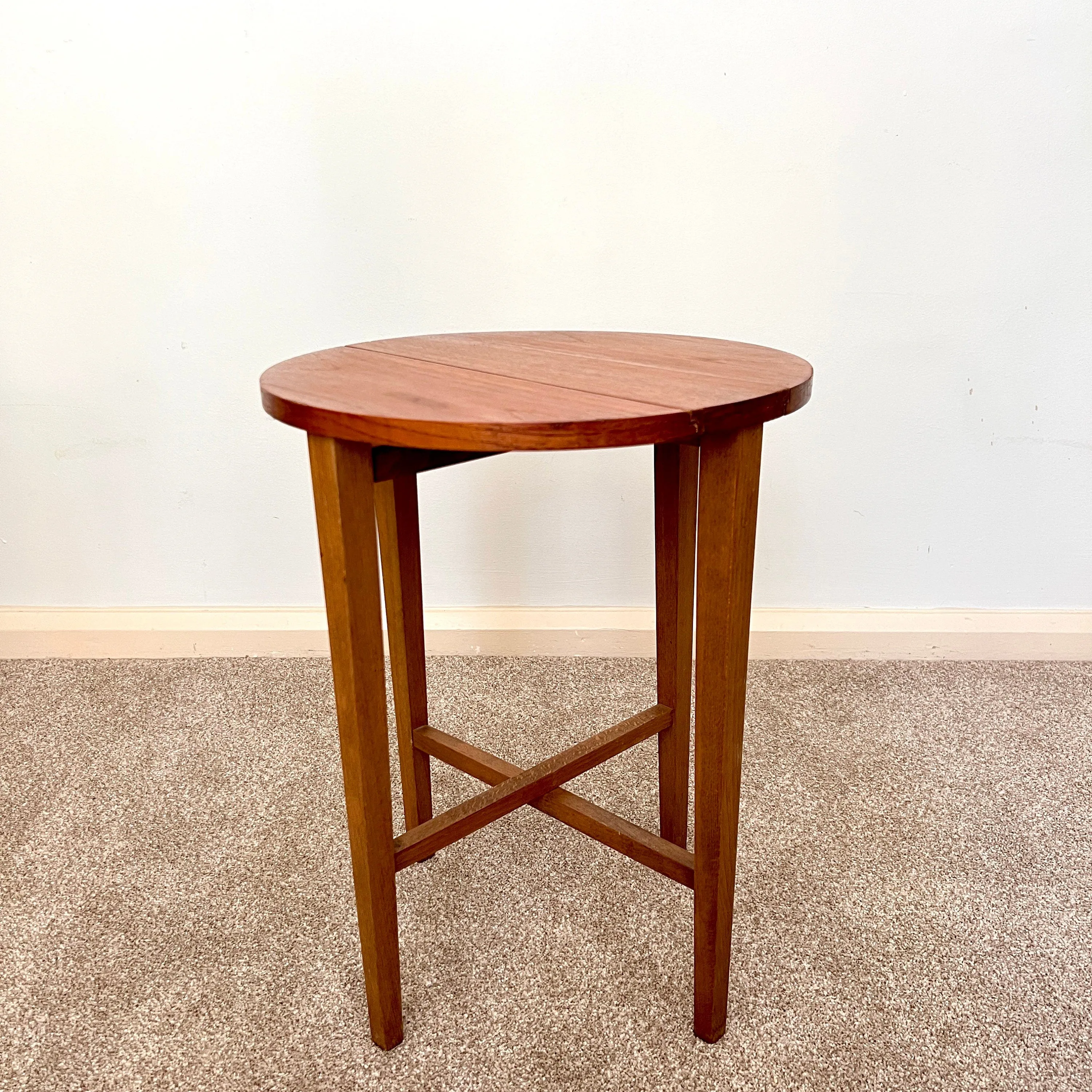 Midcentury Teak Folding Small Side Bedside Table