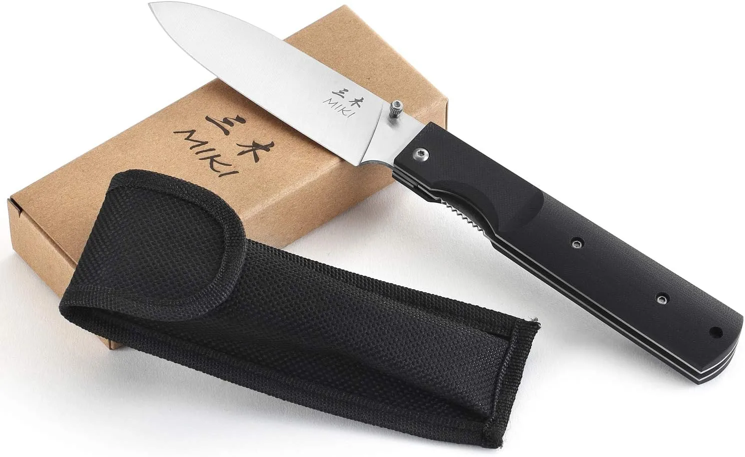 Miki 440A Stainless Steel Blade G10 Handle Japanese Kitchen Chef Folding Pocket Knife for Outdoor Camping Cooking