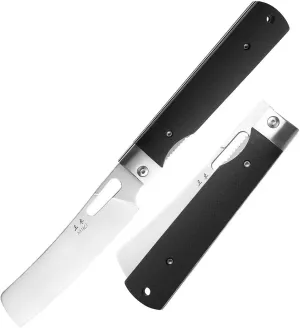 Miki Sharp 440A Stainless Steel Japanese Kitchen Chef Folding Pocket Knife Black G10 Handle for Outdoor Camping Cooking Travel Outdoor Portable Kitchen Knife