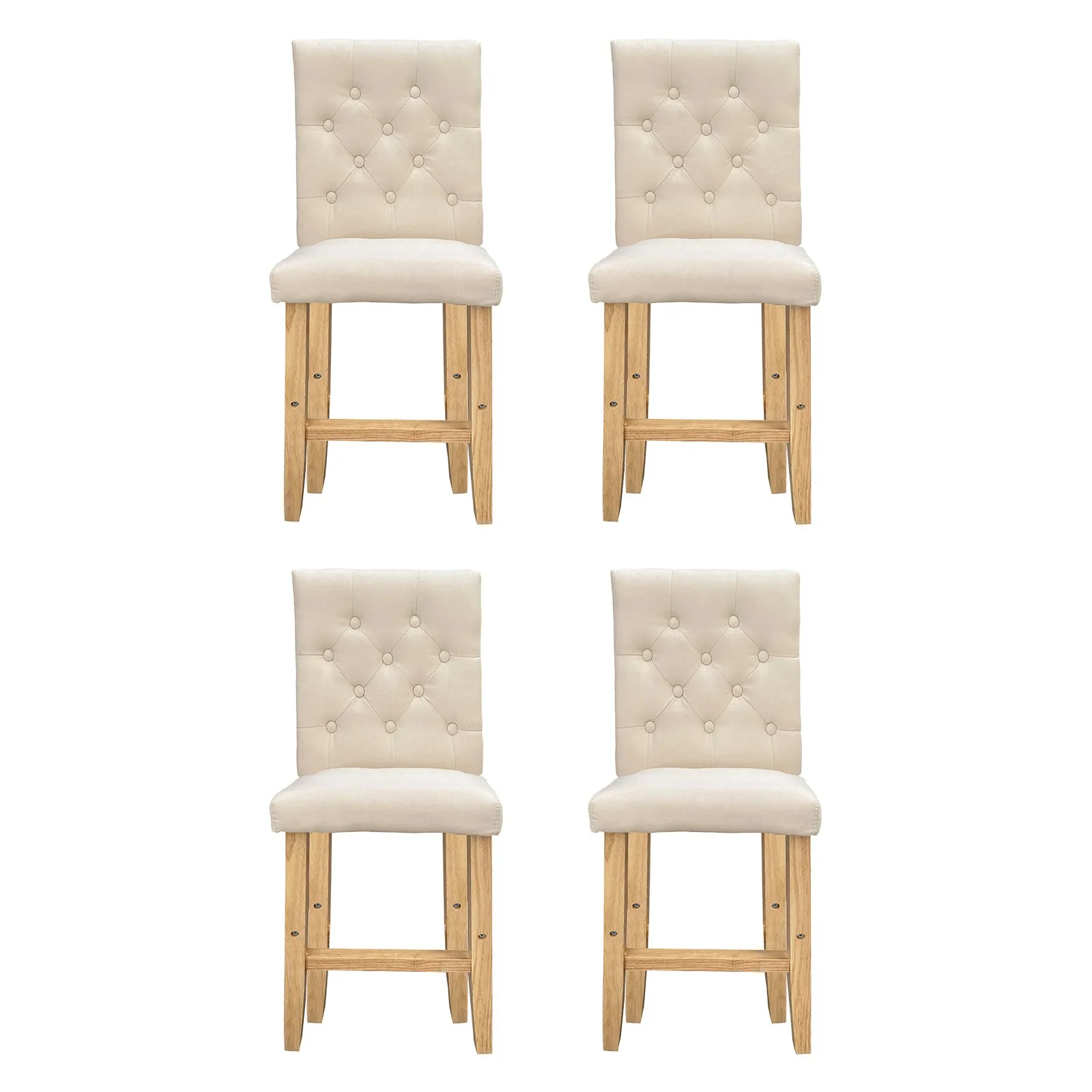Milano Decor Hamptons Barstool Cream Chairs Kitchen Dining Chair Bar Stool - Four Pack - Cream