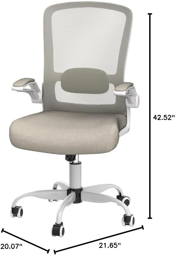 Mimoglad Home Office Chair, High Back Desk Chair, Ergonomic Mesh Computer Chair with Adjustable Lumbar Support and Thickened Seat Cushion (Modern, Beige)