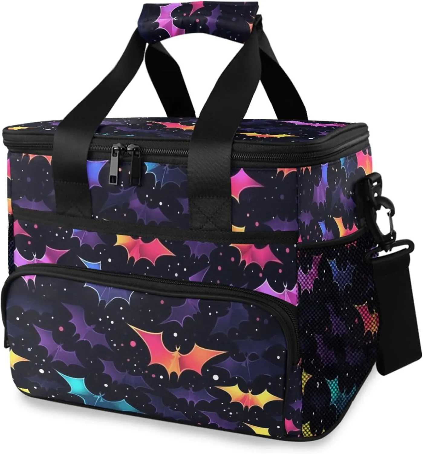 MNSRUU Cooler Bag Gothic Skull Cat Rose Soft Cooler Bag Insulated Lunch Totes Picnic Bag Beach Cooler Lunch Box Container with Adjustable Shoulder Strap