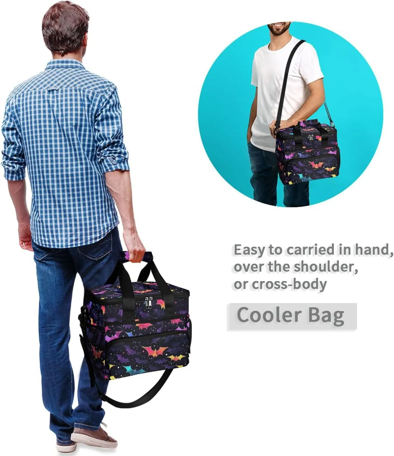 MNSRUU Cooler Bag Gothic Skull Cat Rose Soft Cooler Bag Insulated Lunch Totes Picnic Bag Beach Cooler Lunch Box Container with Adjustable Shoulder Strap