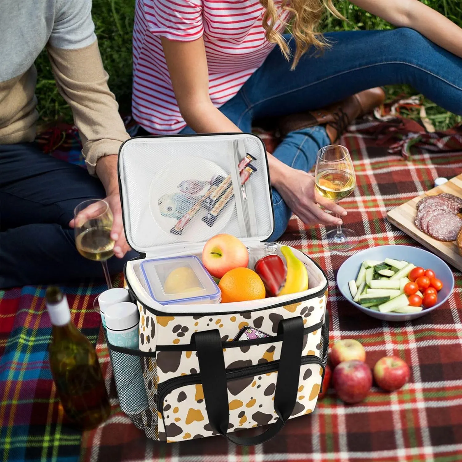 MNSRUU Cooler Bag Retro Ethnic Soft Cooler Bag Insulated Lunch Totes Picnic Bag Beach Cooler Lunch Box Container with Adjustable Shoulder Strap
