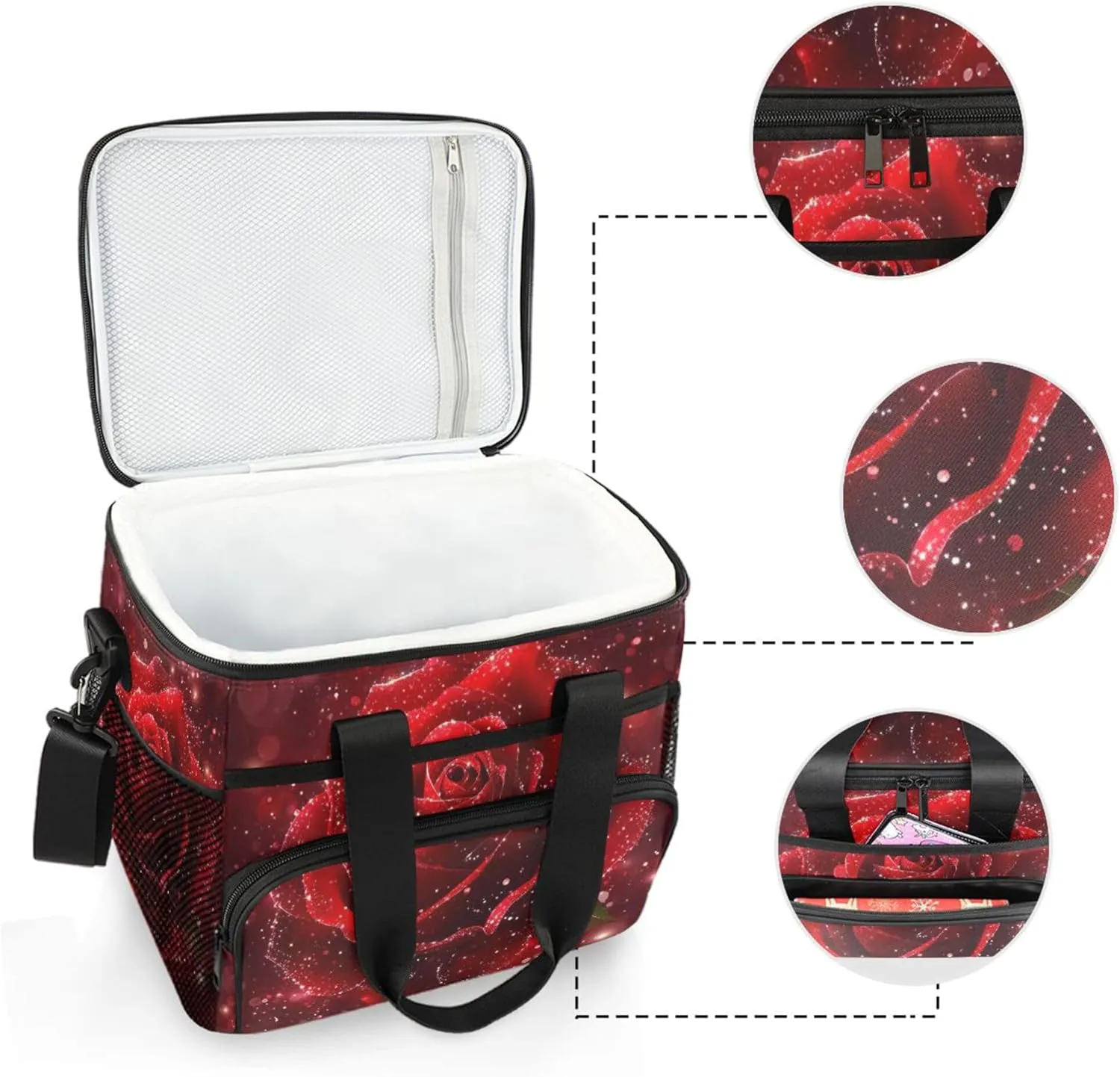 MNSRUU Cooler Bag Skull and Sunflower Soft Cooler Bag Insulated Lunch Totes Picnic Bag Beach Cooler Lunch Box Container with Adjustable Shoulder Strap