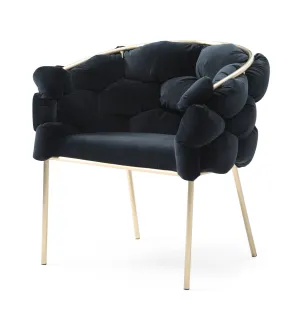 Modrest Debra - Modern Black Velvet   Brushed Brass Dining Chair