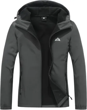 MOERDENG Women's Waterproof Softshell Jacket with Hood Fleece Lined Winter Jacket Insulated Windbreaker Hiking Jacket