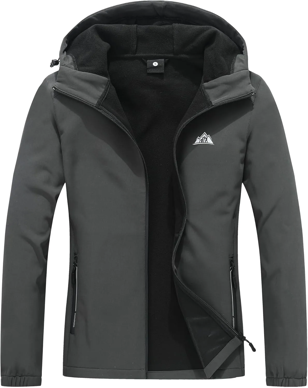 MOERDENG Women's Waterproof Softshell Jacket with Hood Fleece Lined Winter Jacket Insulated Windbreaker Hiking Jacket
