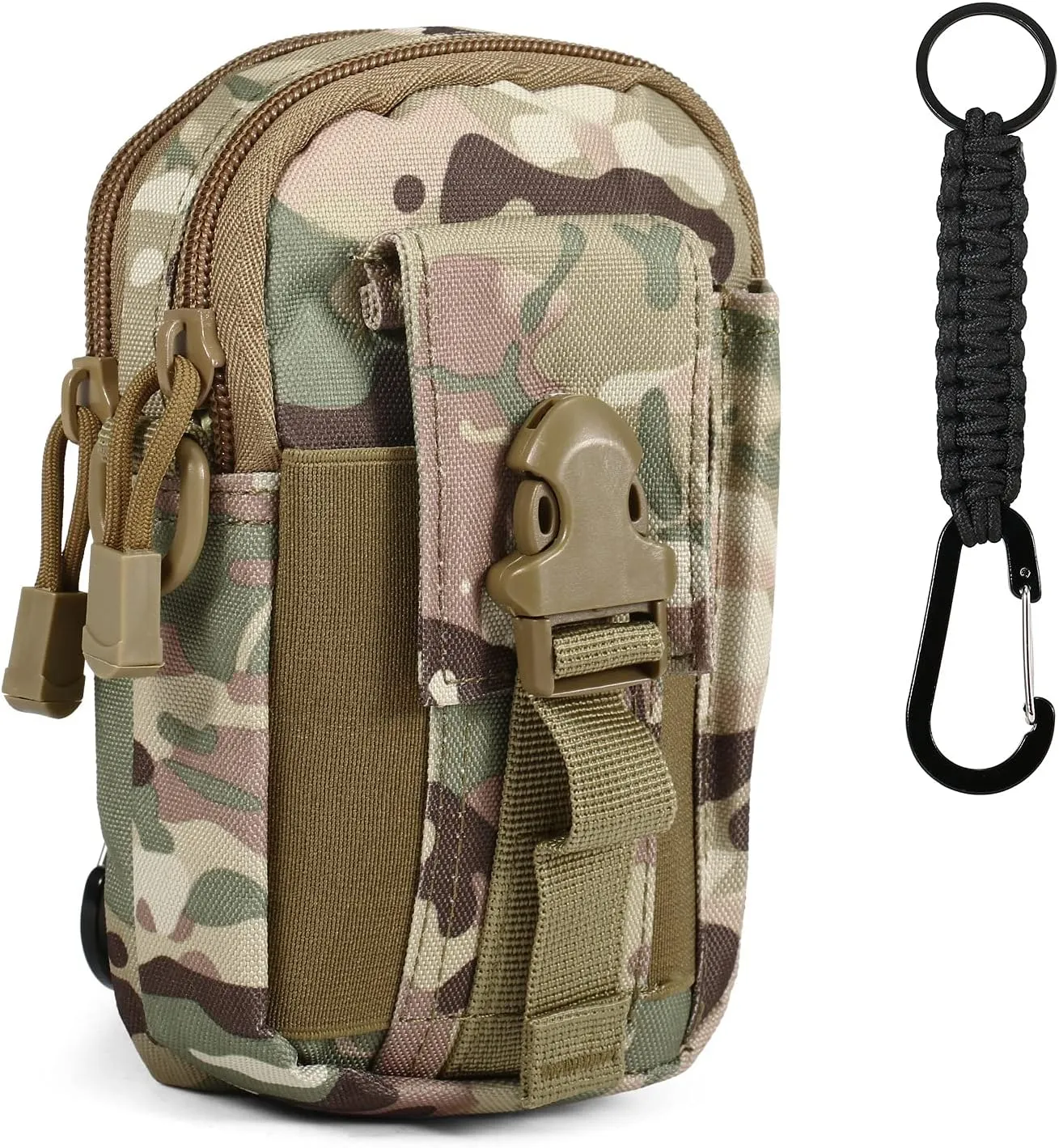 Molle Functional Fanny Pack, Waist Bag for 5.5/6 inch Mobile Phone, Tactical Fanny Pack with Lifeguard Rope, for Camping Hiking Hunting Dog Walking [Upgraded Version] (CP)
