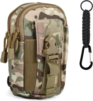 Molle Functional Fanny Pack, Waist Bag for 5.5/6 inch Mobile Phone, Tactical Fanny Pack with Lifeguard Rope, for Camping Hiking Hunting Dog Walking [Upgraded Version] (CP)