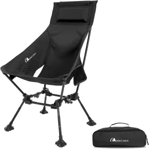 MOON LENCE High Back Folding Camping Chairs, Comfy Head Support, 5 Modes Choice, Portable Lightweight, Beach Lawn Camp Chair, with Height-Adjustable Legs & Anti-Sinking Feet