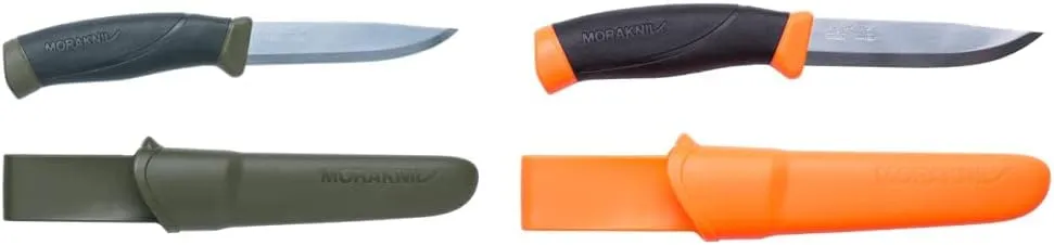 Morakniv Companion Carbon Steel Fixed-Blade Knife with Sheath, 4.1 Inch, Military Green