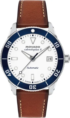 Movado Heritage Calendoplan S Men's Luxury Automatic Watch - Swiss Self-Winding Movement, Leather Strap, Water Resistance 100 Meters (10ATM) - Classic Mechanical Timepiece - Gift for Him - 40mm