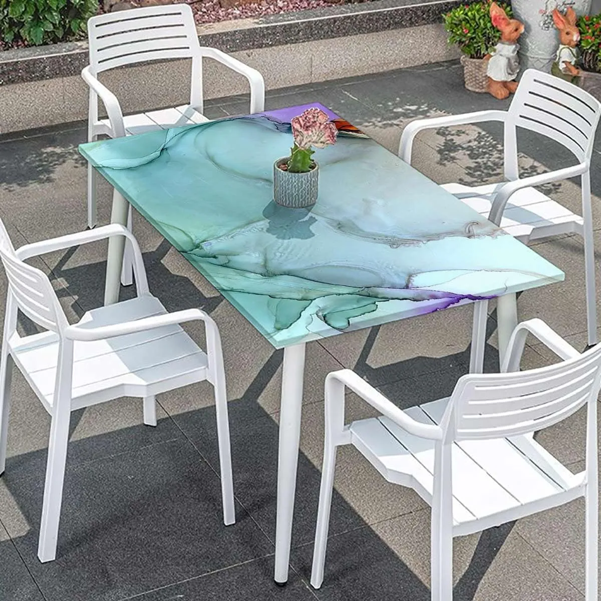 Multicolor Elastic Edged Table Covers Cloudy Hazy Crack Lines Tablecloth Fitted Table Cloth Rectangle Table Blue Purple Marble Fits up 5 Foot Tables