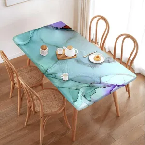Multicolor Elastic Edged Table Covers Cloudy Hazy Crack Lines Tablecloth Fitted Table Cloth Rectangle Table Blue Purple Marble Fits up 5 Foot Tables
