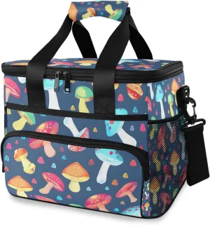 Mushrooms Colorful Cooler Bag Insulated Cooler Soft Sided Cooler 24 Can Portable Picnic Bag Large Leakproof Lunch Bag Box for Beach Grocery Camping Travel Car Men Women