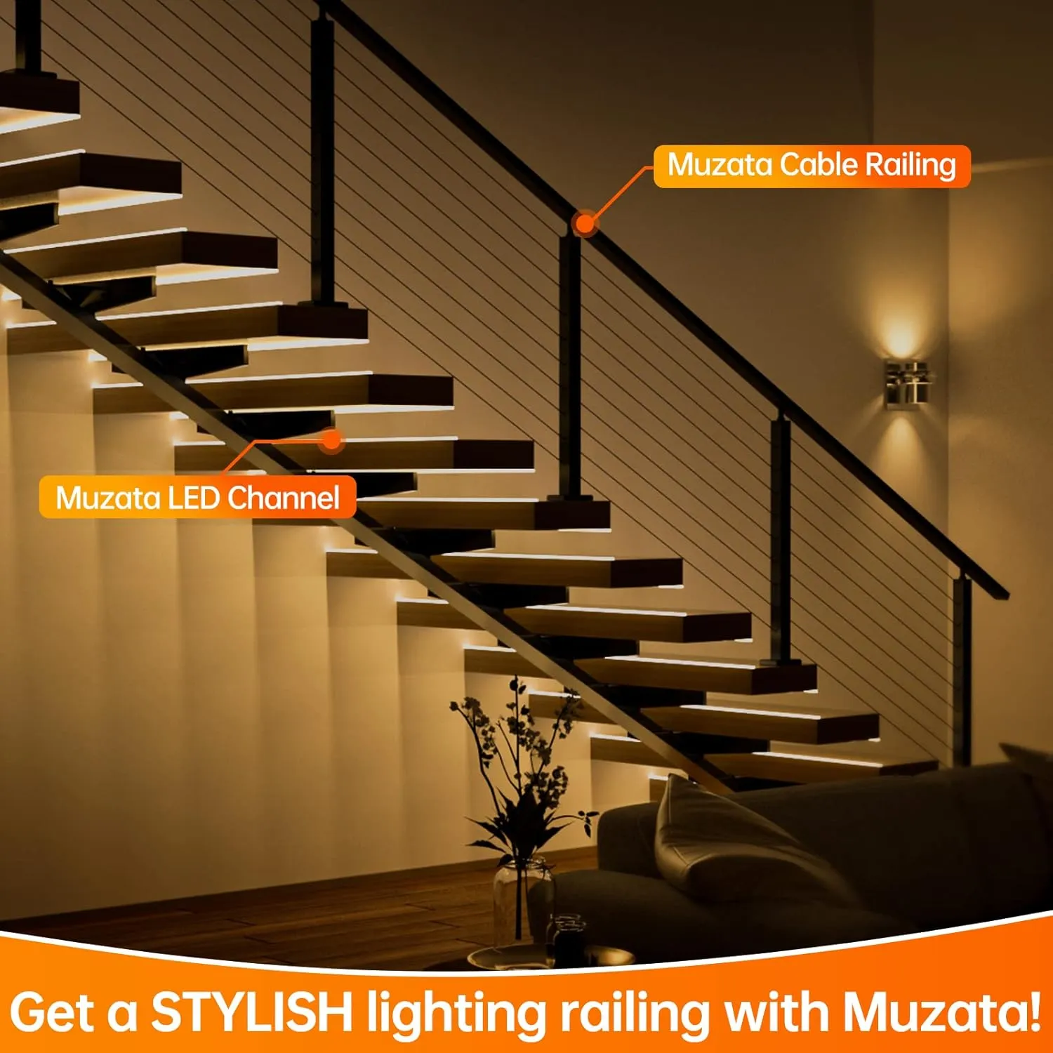 Muzata 10Pack 3.3FT/1M Black LED Channel System with Transparent Smoky Black Cover Lens Aluminum Extrusion Profile Strip Tape Lights V-Shape V1SW BB 1M