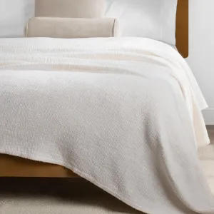 Nate Home by Nate Berkus Lightweight 100% Cotton Basket Weave Two-Tone Blanket | Breathable, All-Season Throw, Decoration for Bedding from mDesign - Full/Queen, Snow (Cream)